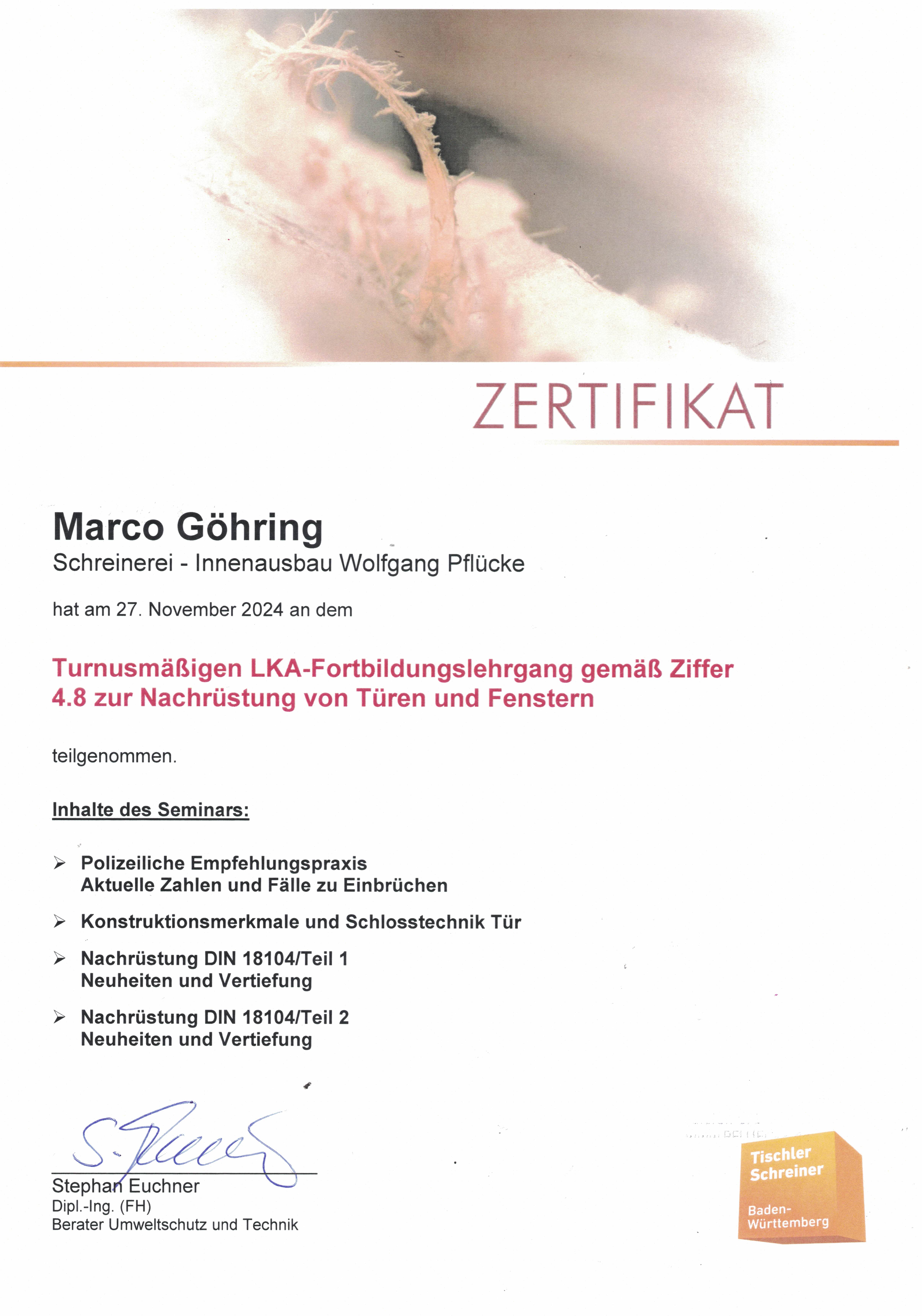 Zertifikat Turnusmäßiger LKA-Fortbildungslehrgang